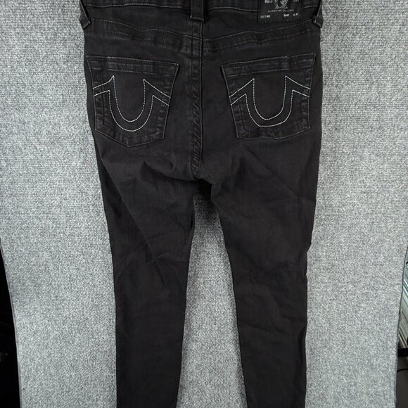 TRUE RELIGION JENNIE Curvy Mid Rise Skinny Black Jeans Women Size 29 Stretch - Picture 2 of 15